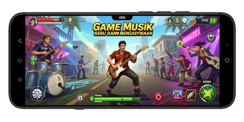 Tampilan gameplay 898A yang seru dengan alat musik virtual.