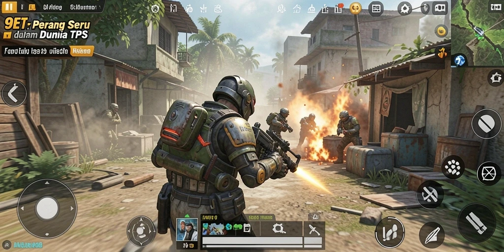 Tampilan gameplay seru dalam 9ET dengan pertempuran intens.