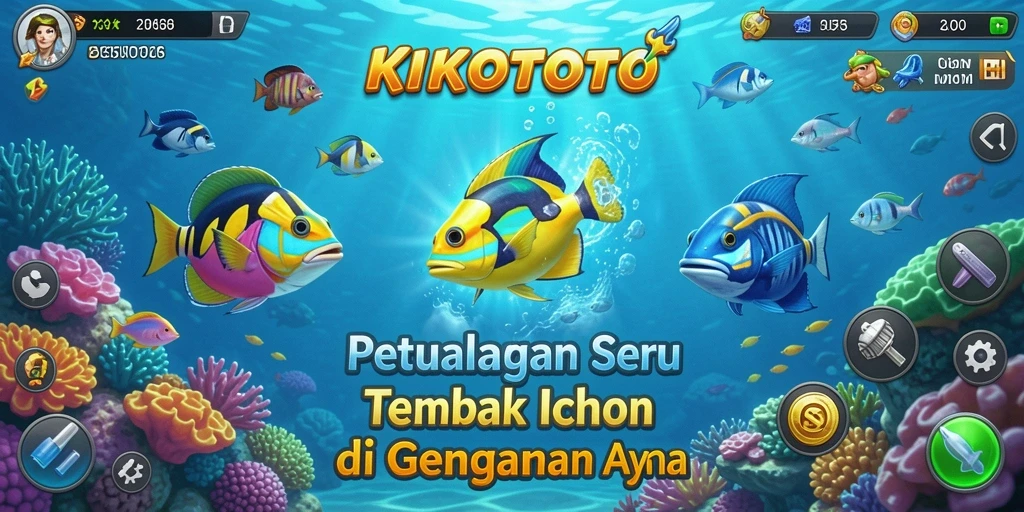 Screenshot KIKOTOTO menampilkan aksi menembak ikan yang seru.